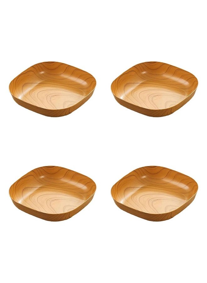 Hihonor 4 PCS Wood Grain Fruit Tray, Sauce Dish, Dinner Accessory, Delicate Dipping Bowls, Sauce Accessory, Convenient Food Dish, Convenient Serving Plate, Food Plate for Dining, Snack, Nuts, 15x15 cm  - Image 1