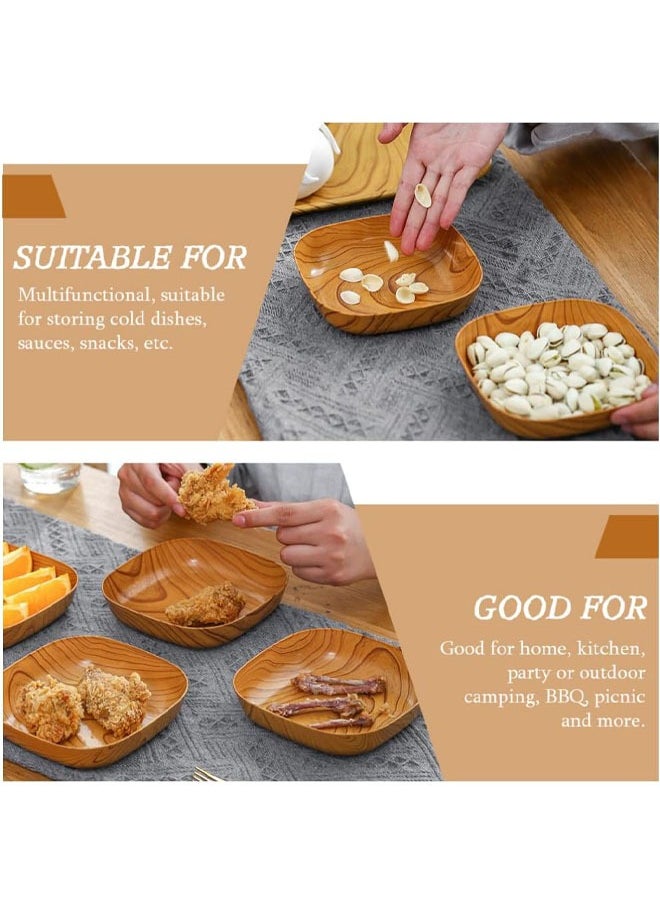 Hihonor 4 PCS Wood Grain Fruit Tray, Sauce Dish, Dinner Accessory, Delicate Dipping Bowls, Sauce Accessory, Convenient Food Dish, Convenient Serving Plate, Food Plate for Dining, Snack, Nuts, 15x15 cm  - Image 5