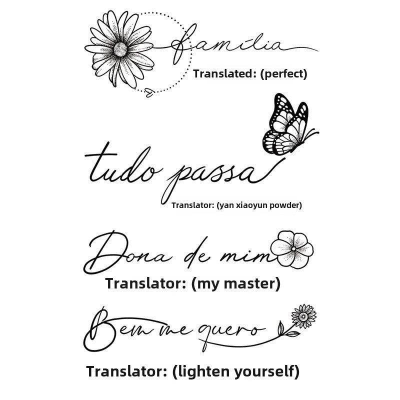 Generic Herbal English letters tattoo stickers matte handsome men and women herbal semi-permanent stickers arm simulation non-reflective Net Red (English letter) hc-67 
