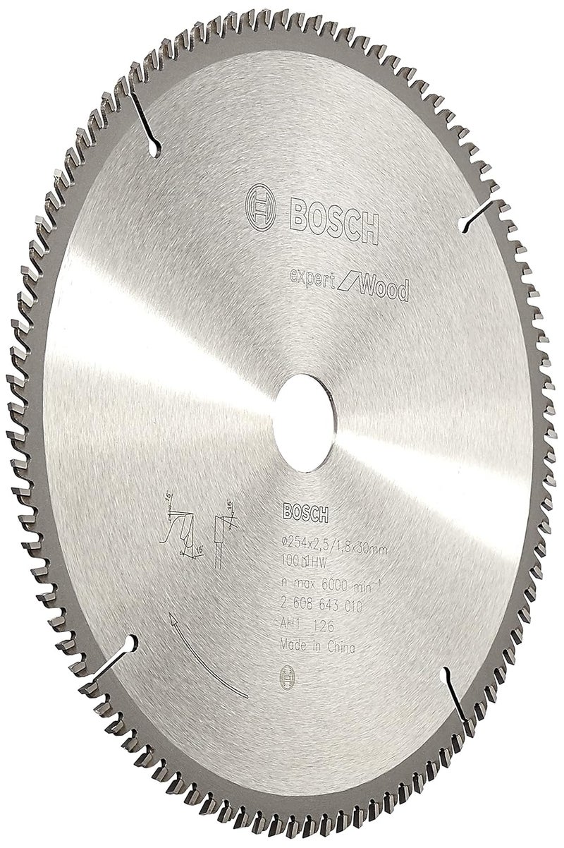 شفرة منشار دائري احترافية للخشب، 10" / 254 مم، ثقب 30 مم، 100 سن، عبوة من 1