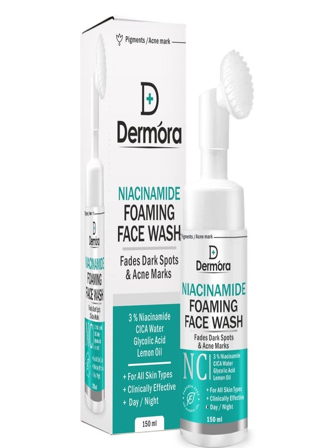 DERMORA Niacinamide Foaming Face Wash, With Silicon Brush Applicator, Niacinamide, Cica Water, Lemon Oil, For Pigments, Acne Marks & Dark Spots, 150 ml - Image 2