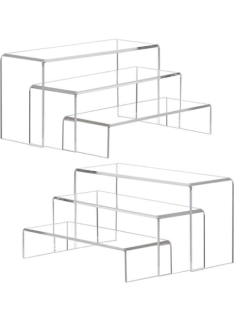 2 Set Of Large Acrylic Risers Desktop Display Stand For Organize And Decoration
