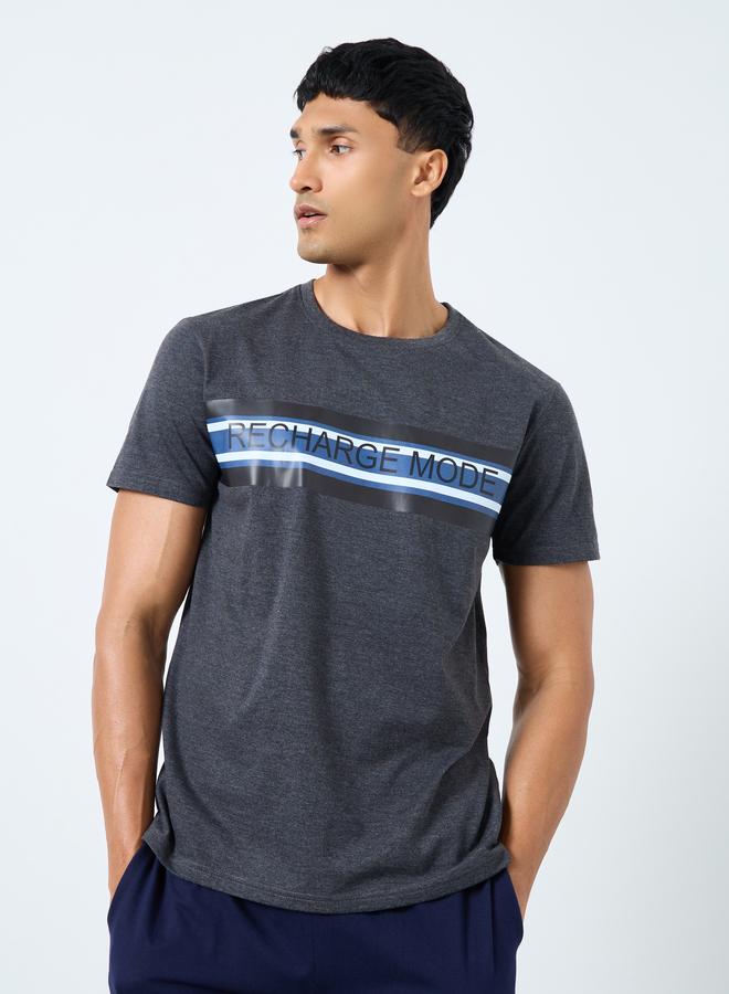 ستايلي طقم بيجامة رجالي مخطط بطبعة شعار ستايلي - Image 2