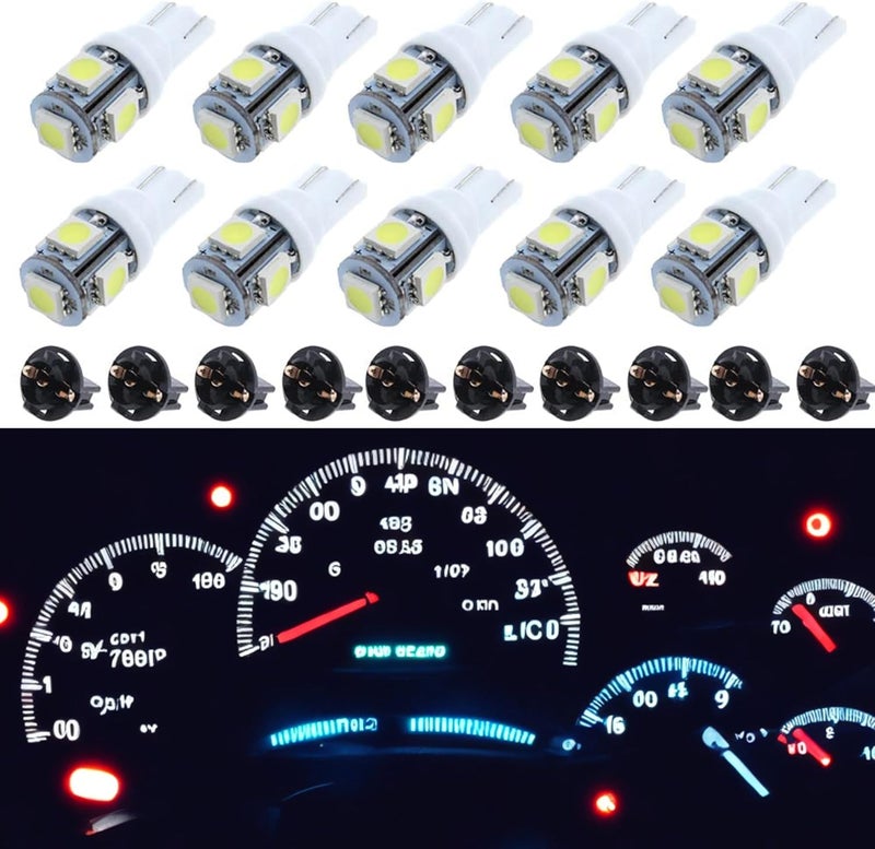 GLOFE T10 194 168 Dash Instrument 6000K White LED Light Bulbs - 10Pcs Set - Image 1