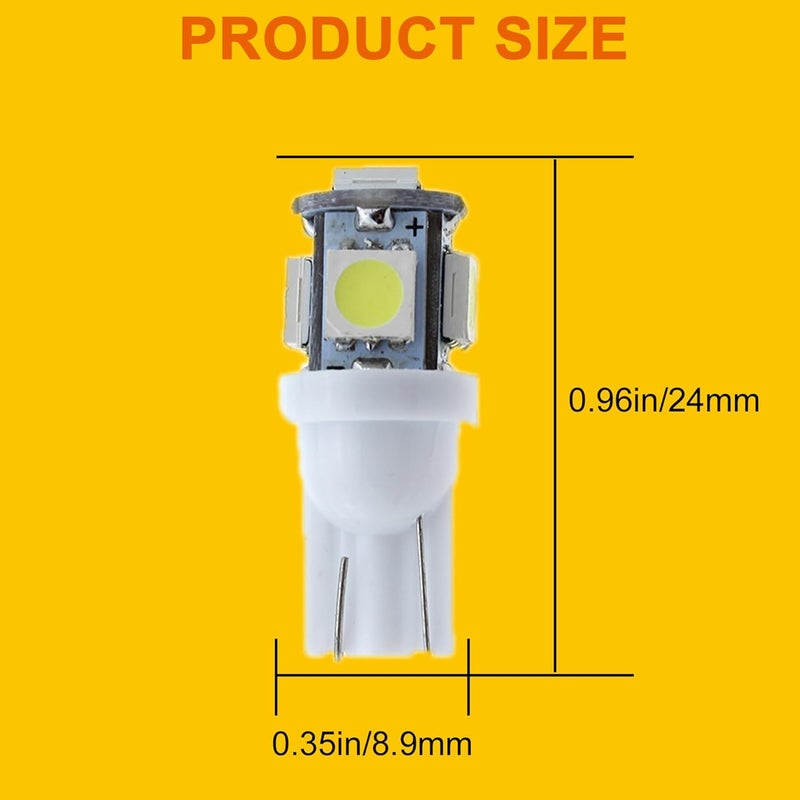 GLOFE T10 194 168 Dash Instrument 6000K White LED Light Bulbs - 10Pcs Set - Image 4