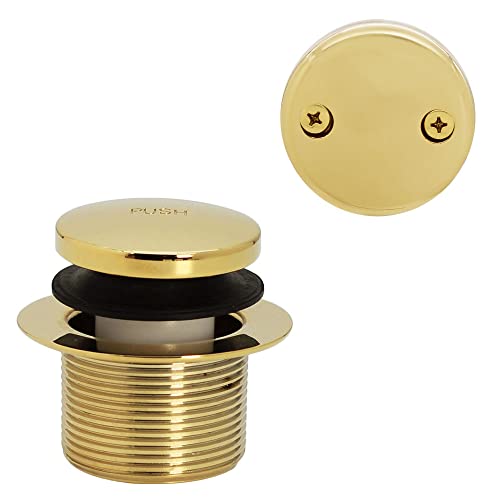 Westbrass D325-20G-01 14" 20 Gauge Brass Bath Waste & Overflow Assembly with Tip-Toe Drain Plug and 2-Hole Faceplate, Polished Brass - Image 3