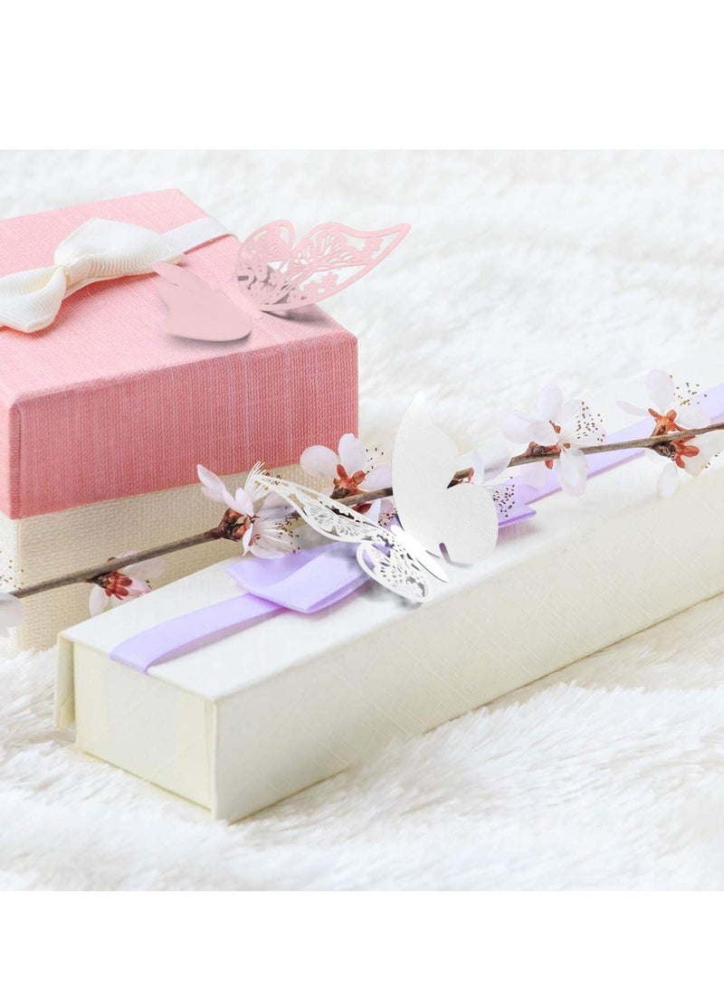 Generic erfly Cup Cards, 100Pcs Wedding Name Place Cards Hollow Guest Number Card for Engagement Party Favour Table Decor Goblets Top Decoration, Pink and White - Image 4