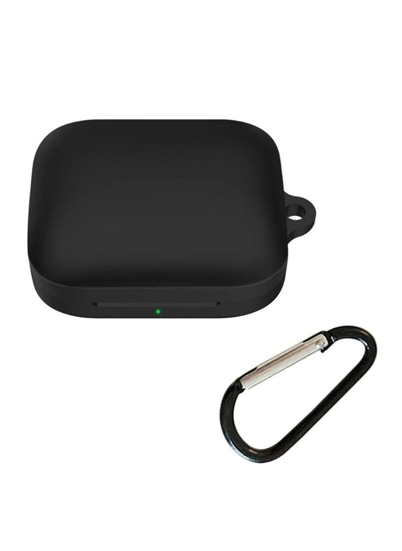 Generic Silicone Carrying Case Earphone Shell Compatible with Oneplus Buds3 Protective Scratch Cover with Carabiner (Black)  - Image 1