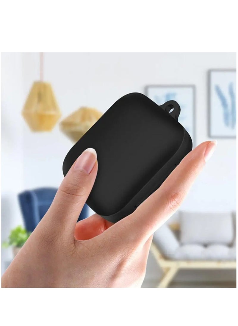 Generic Silicone Carrying Case Earphone Shell Compatible with Oneplus Buds3 Protective Scratch Cover with Carabiner (Black)  - Image 3