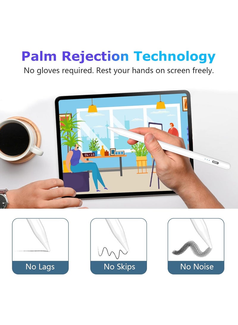 Stylus Pen for iPad 2018–2025, Fast Charging, Palm Rejection, Compatible with iPad 10/9/8/7/6, iPad Mini 7/6/5, iPad Air M3/M2/5/4/3, iPad Pro M4 13"/12.9"/11" – White - Image 3