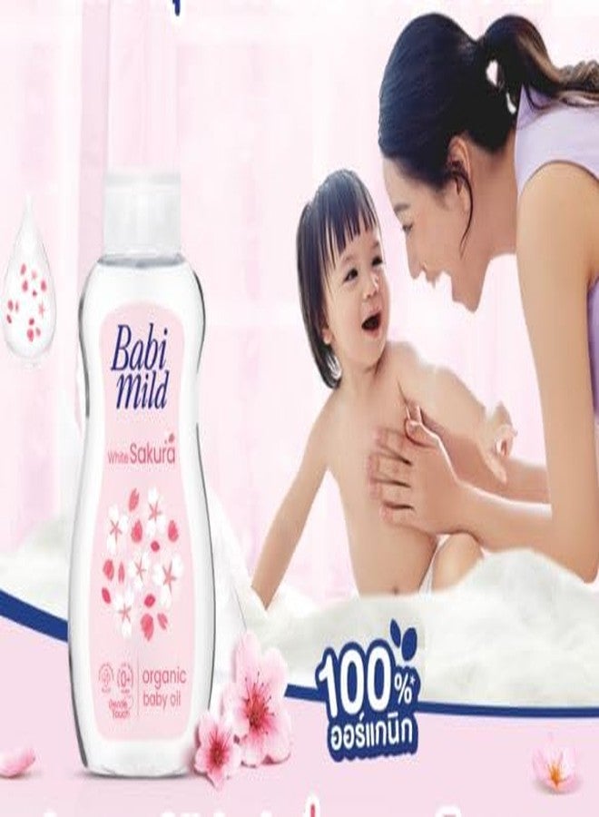 VIRAVIN HOUSEWARE Babi Mild White Sakura Organic Baby Oil, Gentle Touch, Suitable from 0+ Months 50ml - Image 3