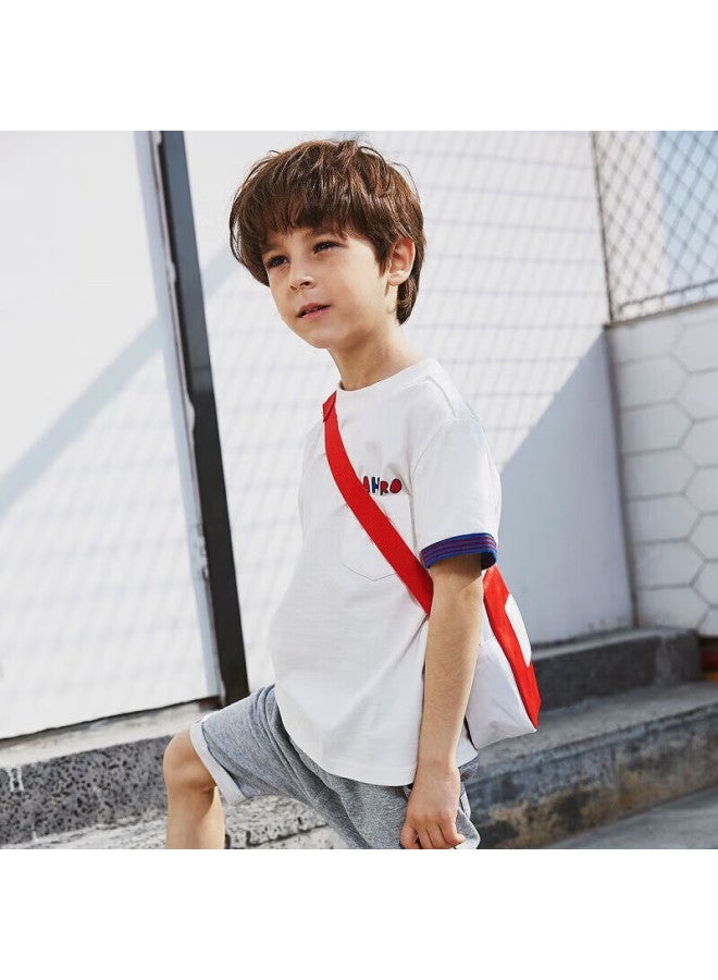 Mqd Kids Boys And Girls Pure Cotton Summer Stylish Short Sleeve T-Shirt White Benbai 130 - Image 2