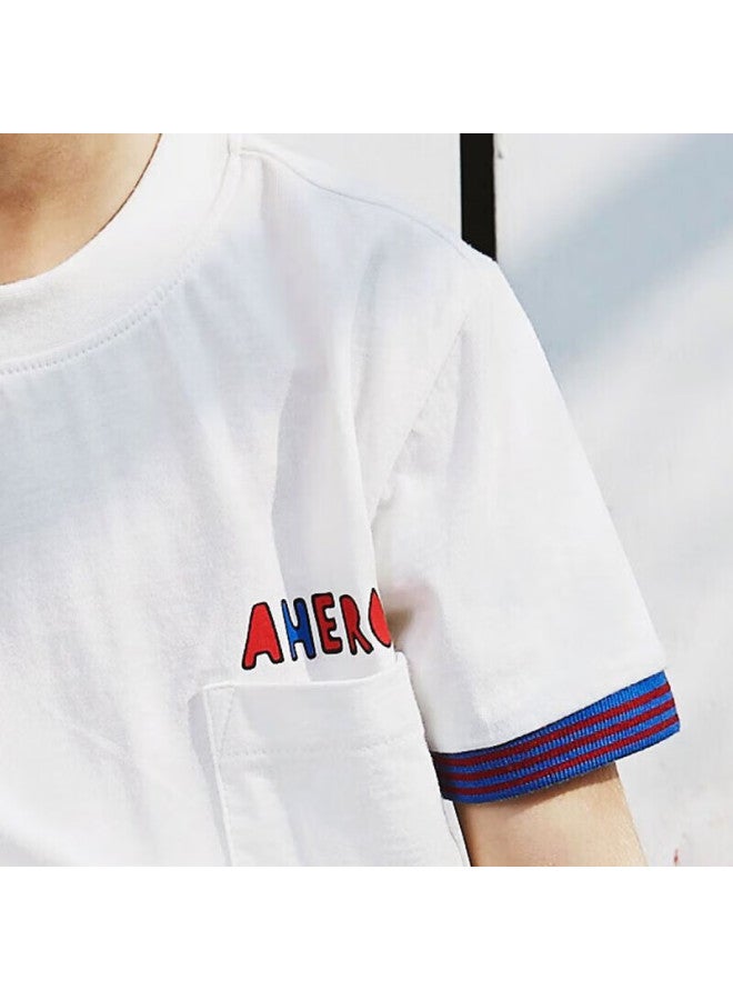 Mqd Kids Boys And Girls Pure Cotton Summer Stylish Short Sleeve T-Shirt White Benbai 130 - Image 4