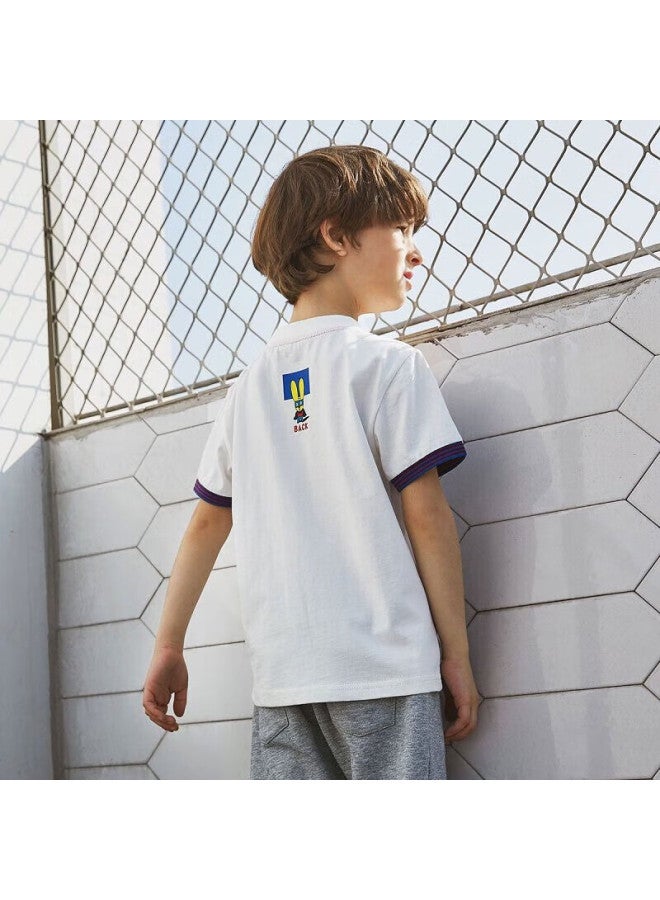 Mqd Kids Boys And Girls Pure Cotton Summer Stylish Short Sleeve T-Shirt White Benbai 130 - Image 3