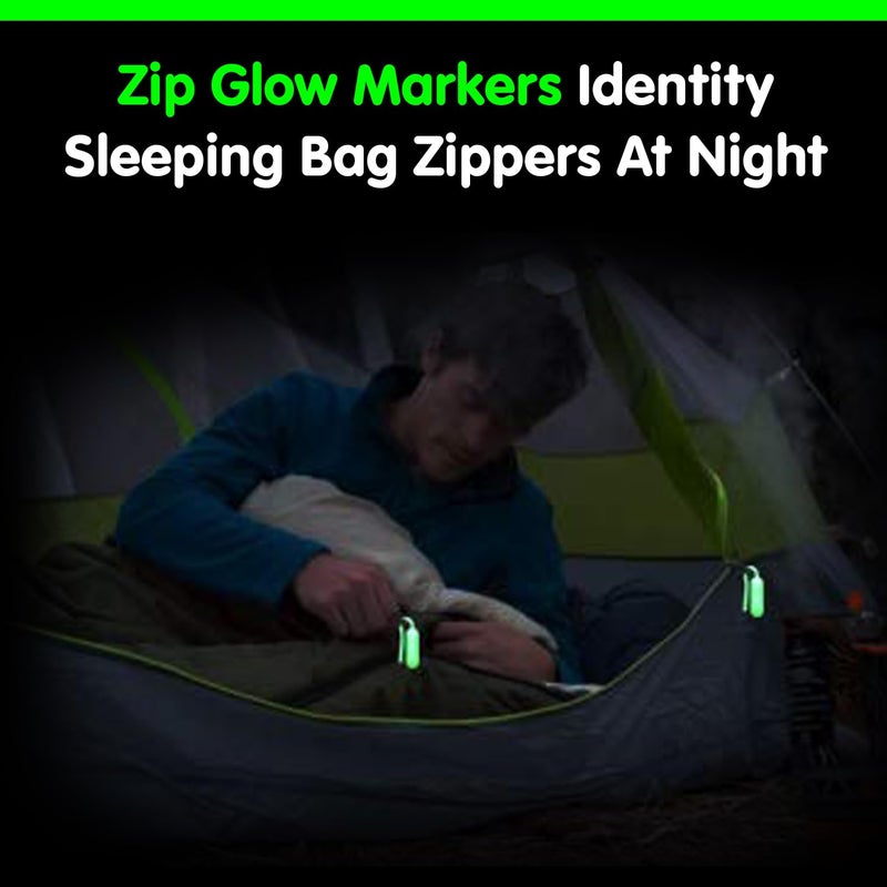 GLO-X Glow Zipper Pulls - Pack of 12 - Luminous Glow in The Dark Zip Pull Extension Tag Camping Accessories for Tent Backpacks Luggage Jackets Purses Handbags. 12+ Hours Fluorescent Glow - Image 5