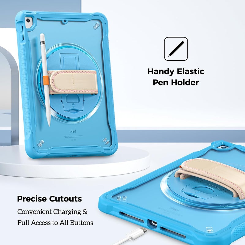 Procases Rugged Case For Ipad 9.7 Inch 5Th 6Th Gen/Ipad Air 2 / Ipad Air Case, Heavy Duty Shockproof Rugged Cover With Hand Strap 360 Degree Rotatable Kickstand Protective For Ipad 9.7 -Blue - Image 3