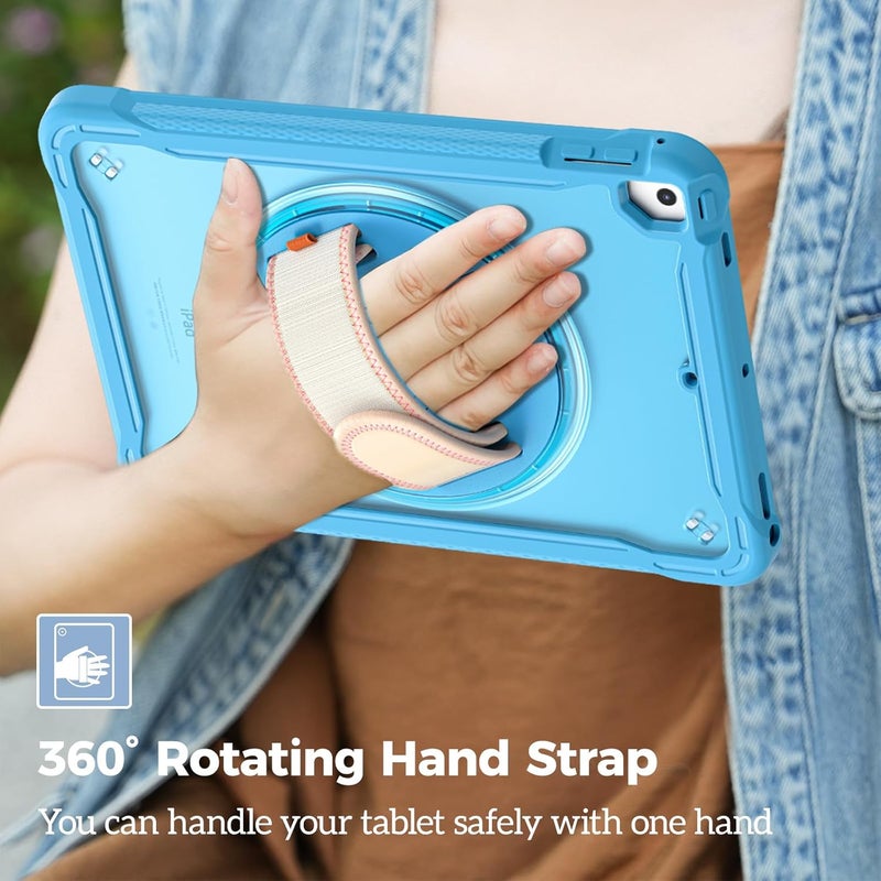 Procases Rugged Case For Ipad 9.7 Inch 5Th 6Th Gen/Ipad Air 2 / Ipad Air Case, Heavy Duty Shockproof Rugged Cover With Hand Strap 360 Degree Rotatable Kickstand Protective For Ipad 9.7 -Blue - Image 4