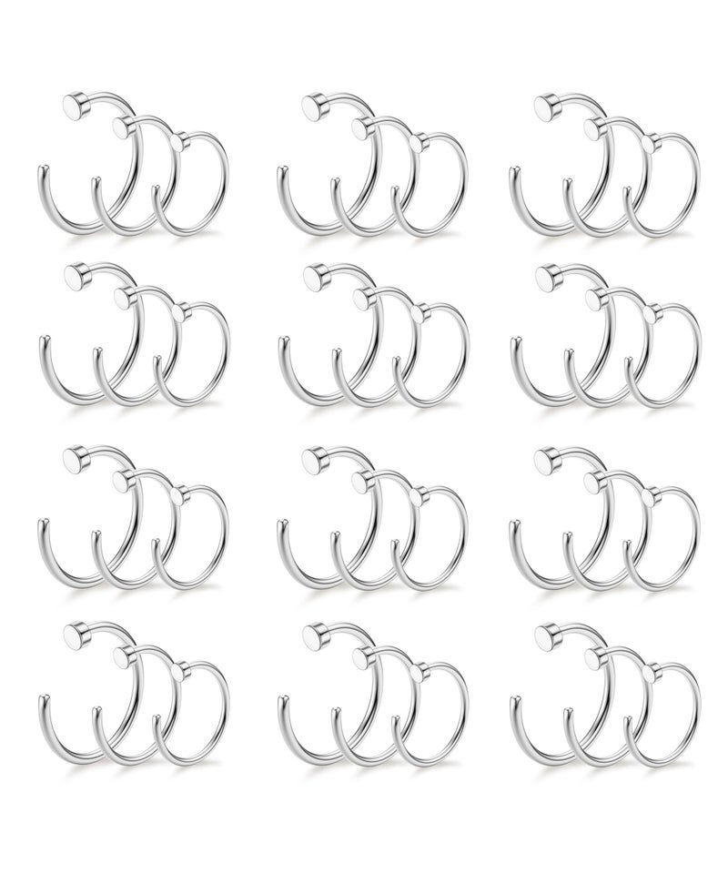 Drperfect 20G 36PCS 316L Stainless Steel Nose Ring Hoop Nose Piercing Jewelry for Women and Men Silver Hoop Nose Ring 6mm 8mm 10mm - Image 1