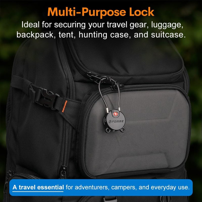 Forge TSA Approved Luggage Locks Ultra-Secure Dimple Key Cable Locks for Travel with Zinc Alloy Body- 6 Black Locks - Image 5