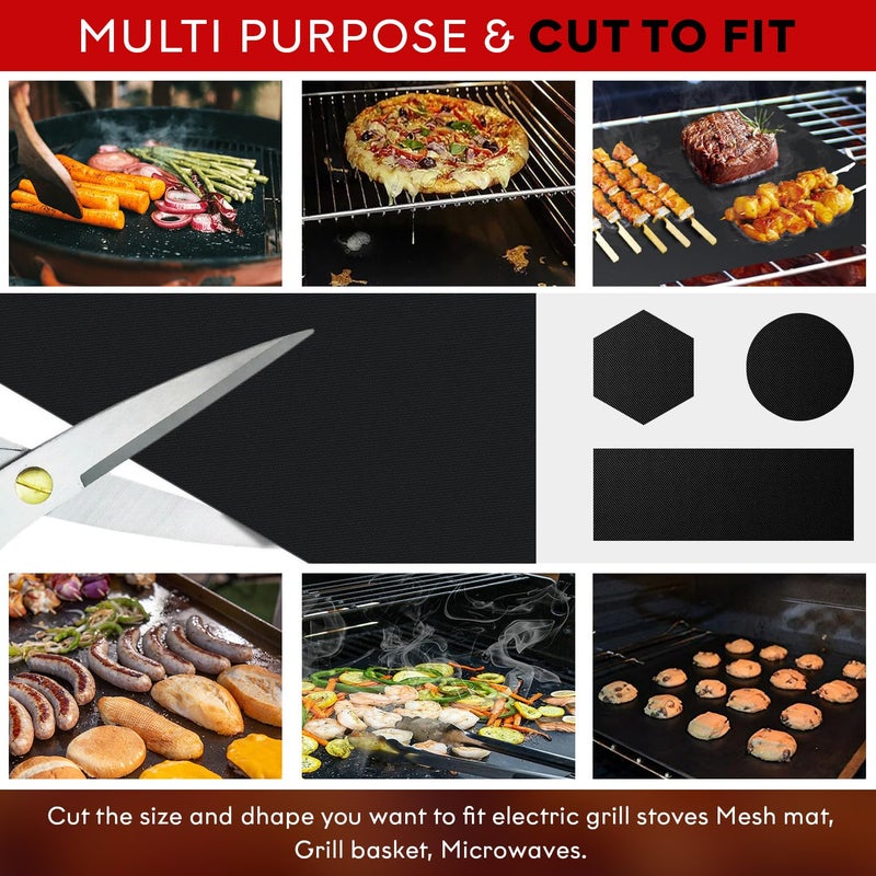 Grill Magic BBQ Grill Mat Set of 3-100% Nonstick Large Grilling Sheets - Heavy Duty Cooking Mats for Outdoor Grill Charcoal, Gas or Electric - Reusable, Extra Thick and Easy to Clean - 15.75 x 13 - Image 3
