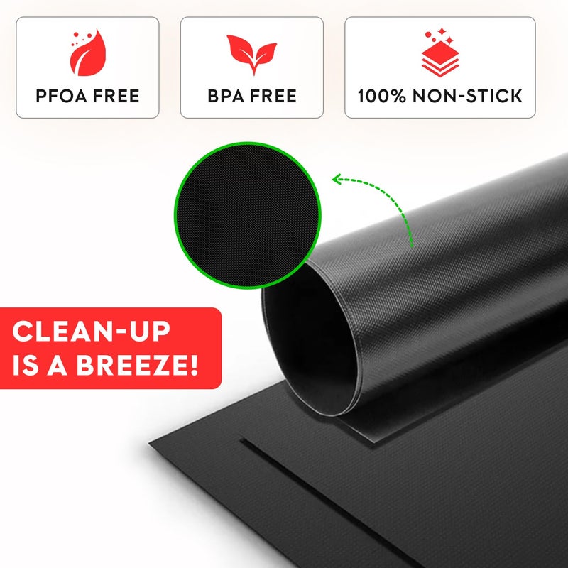 Grill Magic BBQ Grill Mat Set of 3-100% Nonstick Large Grilling Sheets - Heavy Duty Cooking Mats for Outdoor Grill Charcoal, Gas or Electric - Reusable, Extra Thick and Easy to Clean - 15.75 x 13 - Image 4
