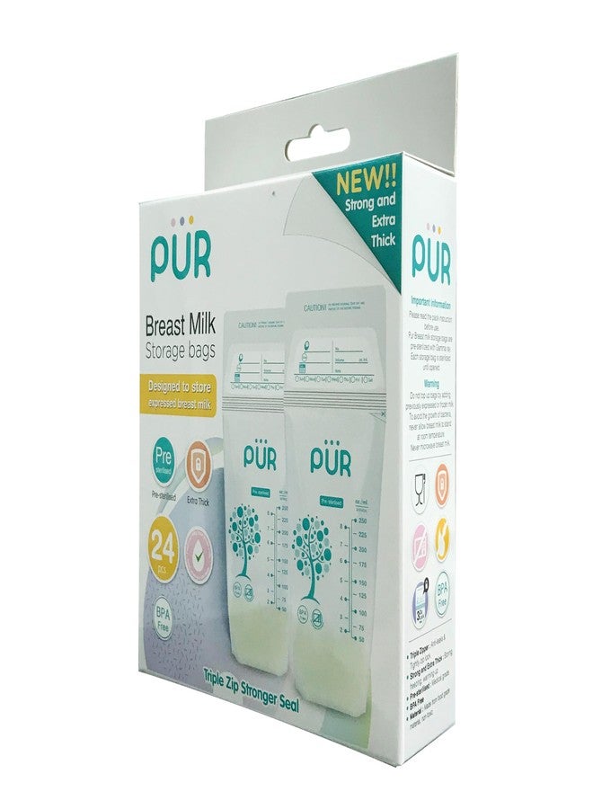 Pur Breast Milk Transparent Storage Bags by Fratelli | Breastmilk Pouches for Fridge or Freezer Use | Pre-sterilized | Reusable | Tripple Zipper for Ultimate Protection | 250ml (24 Bags) - Image 2