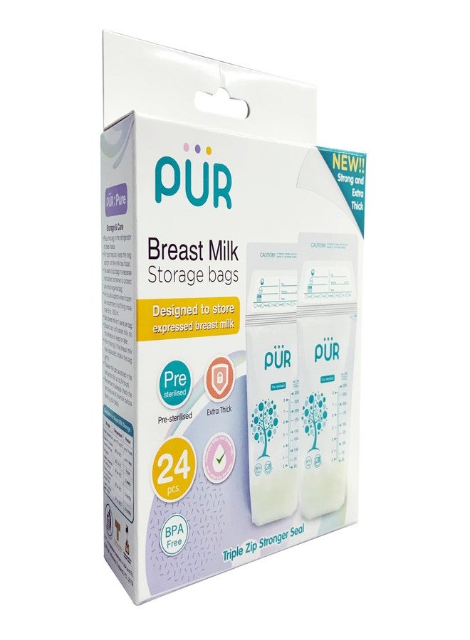 Pur Breast Milk Transparent Storage Bags by Fratelli | Breastmilk Pouches for Fridge or Freezer Use | Pre-sterilized | Reusable | Tripple Zipper for Ultimate Protection | 250ml (24 Bags) - Image 4