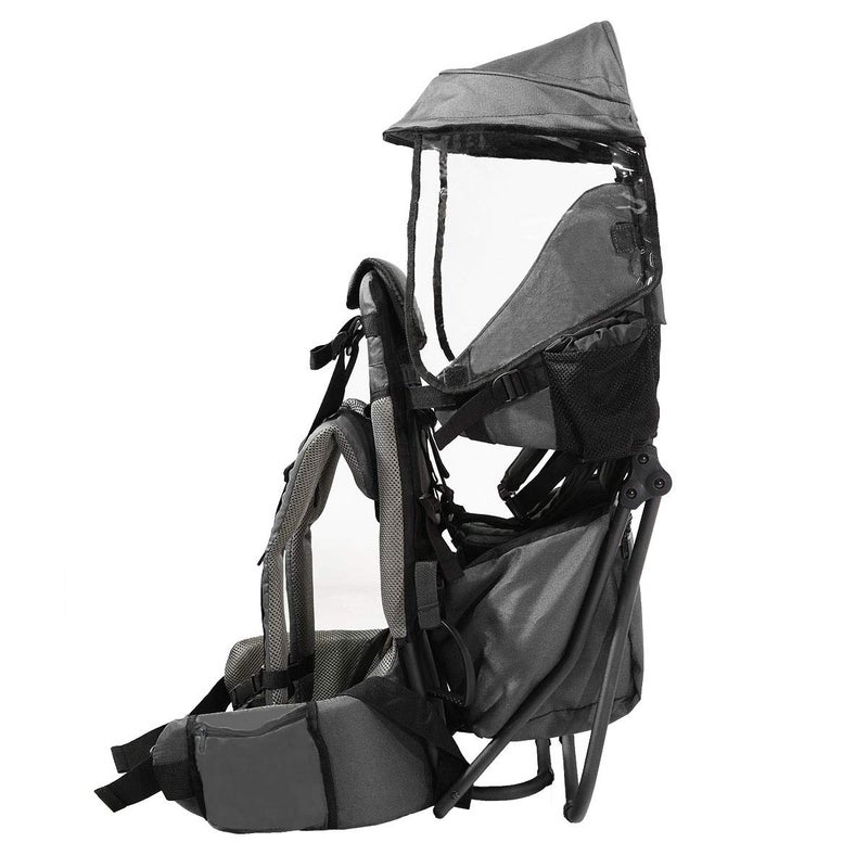 ClevrPlus Cross Country Baby Backpack Carrier Grey Toddler Hiking Backpack with Comfortable Seat Adjustable Straps  Belt Foldable Frame Lightweight Large Capacity Child Carrier for Outdoor - Image 3