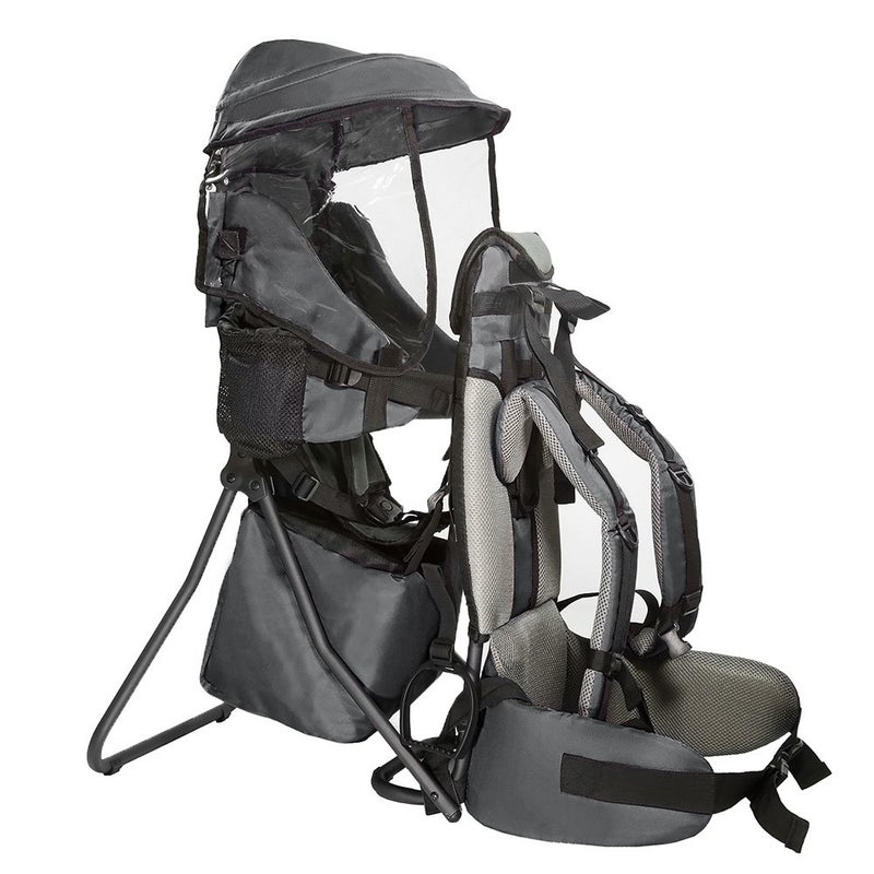 ClevrPlus Cross Country Baby Backpack Carrier Grey Toddler Hiking Backpack with Comfortable Seat Adjustable Straps  Belt Foldable Frame Lightweight Large Capacity Child Carrier for Outdoor - Image 2