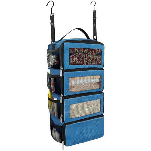 Olosar Suitcase Organizer, Travel Luggage Organizer Portable Hanging Travel Shelves Collapsible Hanging Compression Packing Cubes for Carry on Suitcase,Blue - Image 1