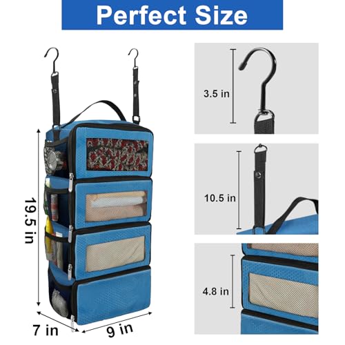Olosar Suitcase Organizer, Travel Luggage Organizer Portable Hanging Travel Shelves Collapsible Hanging Compression Packing Cubes for Carry on Suitcase,Blue - Image 4
