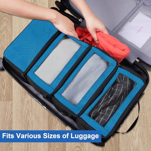 Olosar Suitcase Organizer, Travel Luggage Organizer Portable Hanging Travel Shelves Collapsible Hanging Compression Packing Cubes for Carry on Suitcase,Blue - Image 2