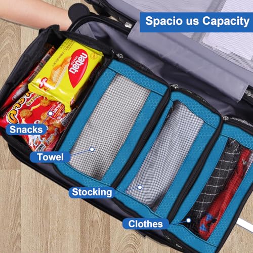 Olosar Suitcase Organizer, Travel Luggage Organizer Portable Hanging Travel Shelves Collapsible Hanging Compression Packing Cubes for Carry on Suitcase,Blue - Image 5