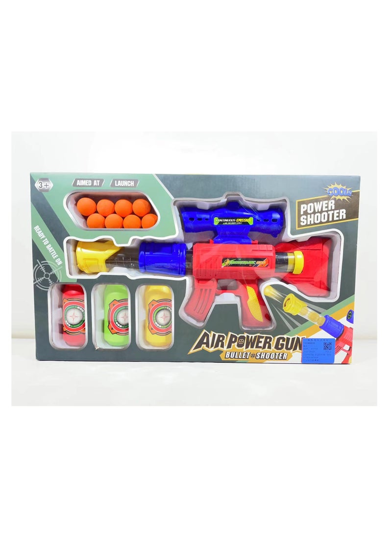 FUNFY FYSBG001 Aerodynamic Soft Bullet Toy Gun with 8 Soft Ball Bullets and 3 Cans |Foam and Plastic | Air Popper Perfect for Target Practice and Promising Thrill and Safe Shooting | For Kids - Image 1
