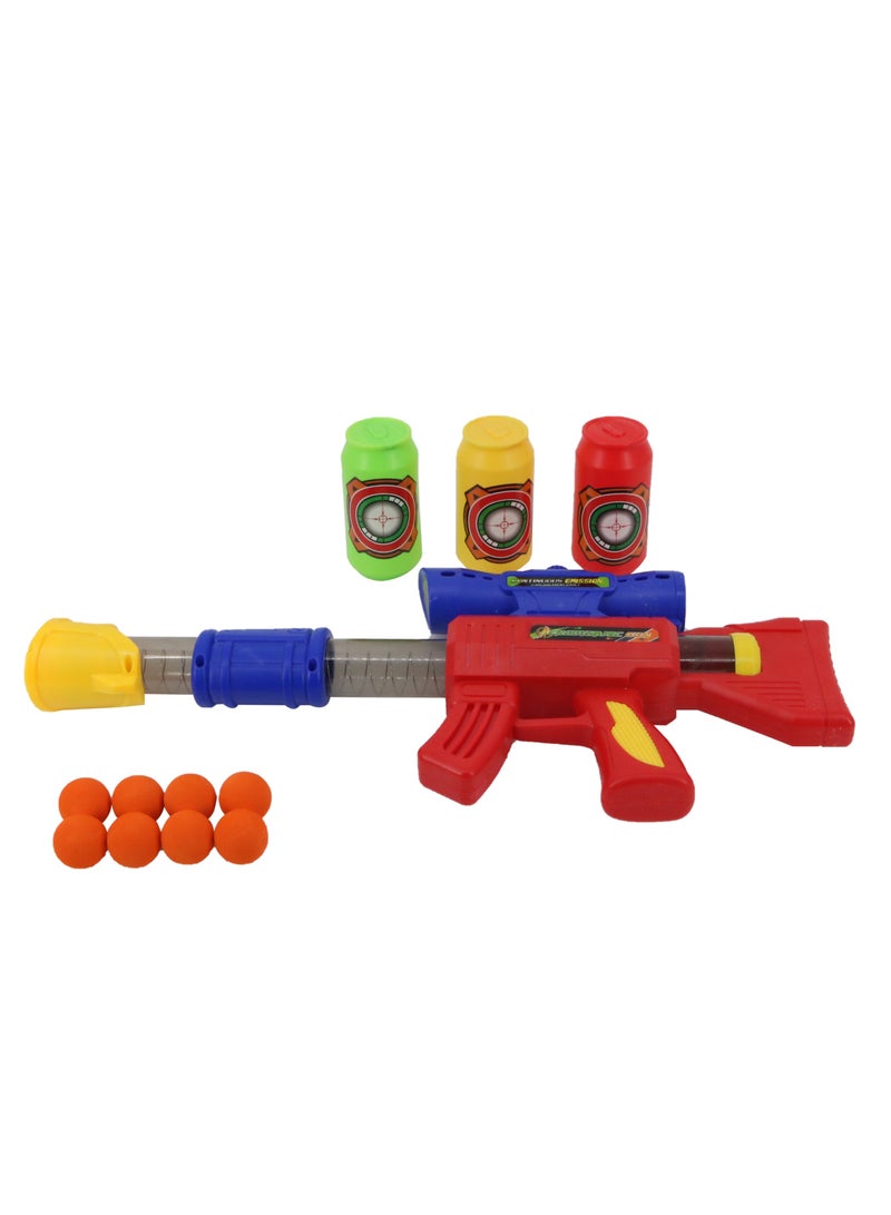FUNFY FYSBG001 Aerodynamic Soft Bullet Toy Gun with 8 Soft Ball Bullets and 3 Cans |Foam and Plastic | Air Popper Perfect for Target Practice and Promising Thrill and Safe Shooting | For Kids - Image 3