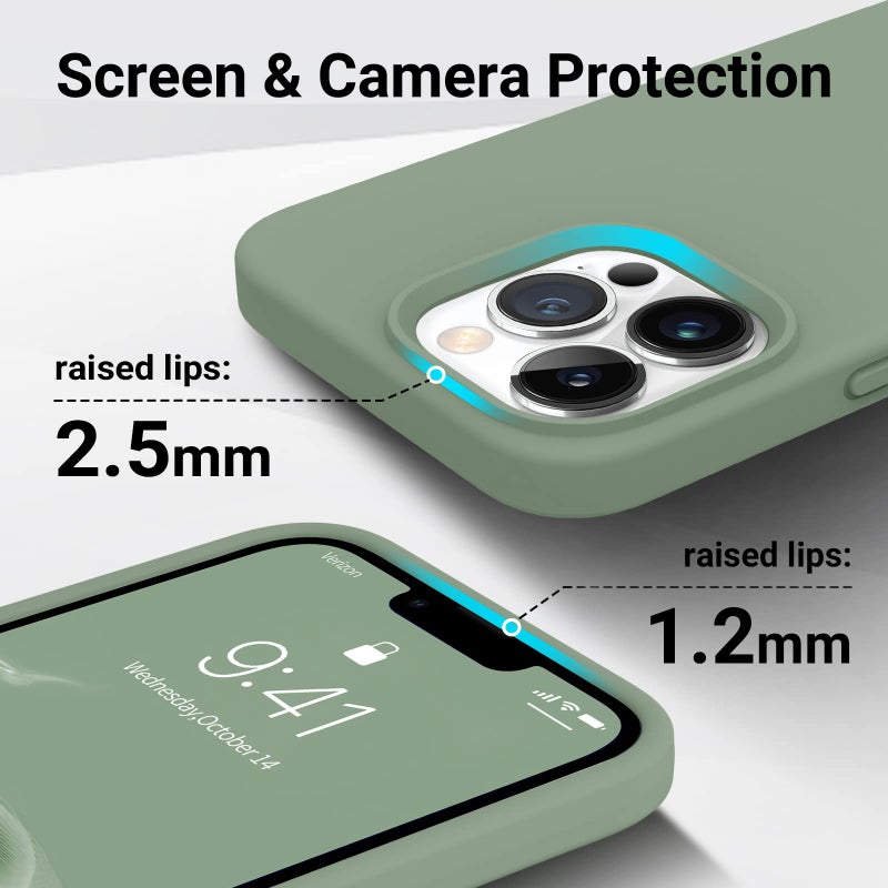 AOTESIER Magnetic for iPhone 13 Pro Max Phone Case, [Compatible with MagSafe][Military Shockproof Protection] Silicone Case with Soft Anti-Scratch Microfiber Lining, 6.7 inch, Calke Green - Image 3
