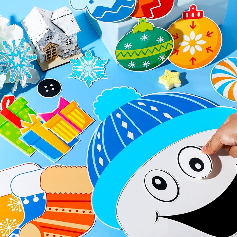 Containlol 68 Pcs Christmas Bulletin Board Decorations DIY Winter Snowman Cutouts Christmas Classroom Bulletin Board with Glue Xmas Decor for Classroom School Winter Theme Party Supplies - Image 5