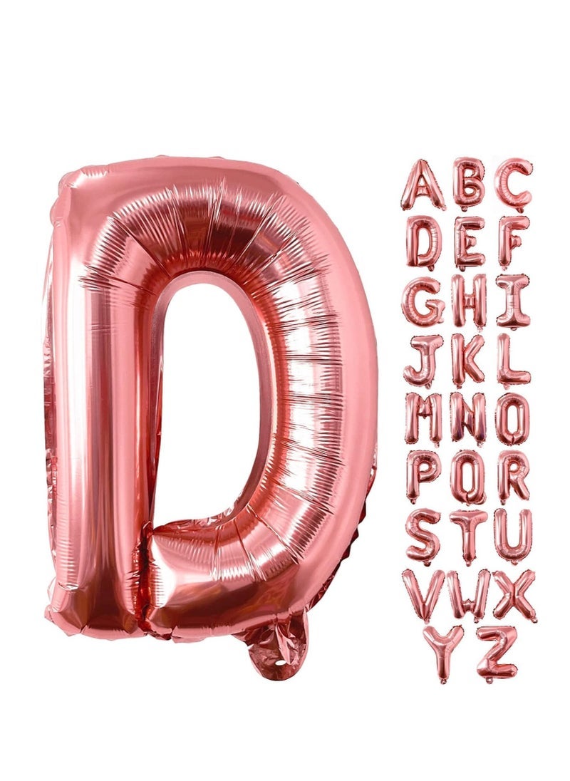 بارتي ويذ إيما بالونات من الذهب الوردي من الألف إلى الياء 32 بوصة بالونات الأبجدية من الذهب الوردي رقائق الهيليوم لتزيين حفل زفاف الذكرى السنوية لحفل زفاف (ذهبي وردي-D) - Image 1