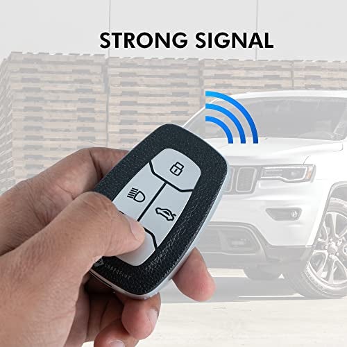 SHOPOFLUX TPU Leather Key Cover Compatible with Tata Nexon | Harrier | Safari | Altroz | Tigor | EV | Punch | Tiago EV Electric 4 Button Smart Key Only (Black Silver) - Image 3