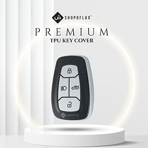 SHOPOFLUX TPU Leather Key Cover Compatible with Tata Nexon | Harrier | Safari | Altroz | Tigor | EV | Punch | Tiago EV Electric 4 Button Smart Key Only (Black Silver) - Image 4