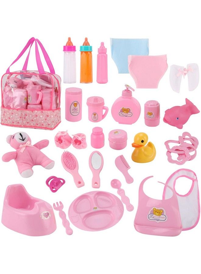 Liberty imports 28 Pcs Baby Doll Accessories Complte Car Set Doll Feeding Pretend Playset For Kids Girls With Magic Milk Bottles In A Storage Bag  - Image 2