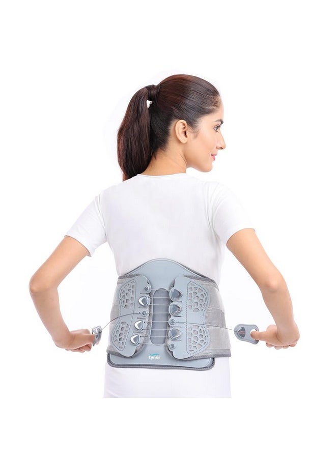 Tynor - Tynor Lumbo Lacepull Brace | Ergonomic Support for Lower Back Pain Relief, for Office Chairs, Car Seats & Home Use | Supports Posture & Comfort for Men & Women - Pack of 1 (Grey, XXL) - Image 1