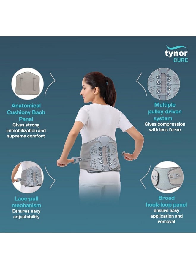 Tynor - Tynor Lumbo Lacepull Brace | Ergonomic Support for Lower Back Pain Relief, for Office Chairs, Car Seats & Home Use | Supports Posture & Comfort for Men & Women - Pack of 1 (Grey, XXL) - Image 1