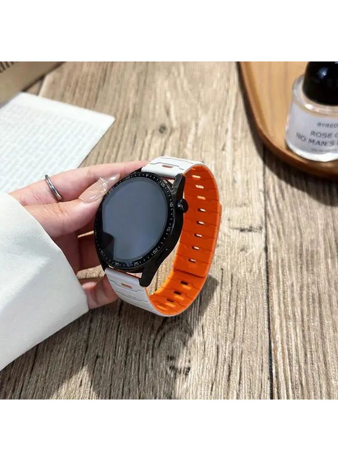 22mm Orange Pink Adjustable Magnetic Silicone Strap For Smartwatch Fitness Tracker - Image 3