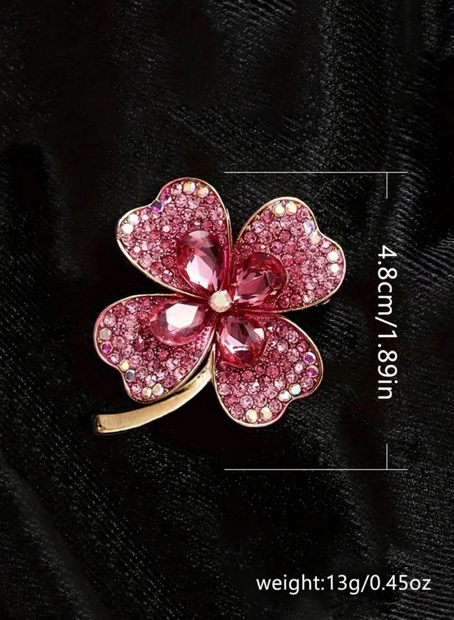 تايك تو دبوس بروش على شكل زهرة مرصع بأحجار الراين