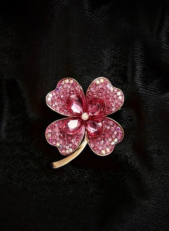 تايك تو دبوس بروش على شكل زهرة مرصع بأحجار الراين