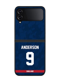 Rugged Black Edge Case for Samsung Galaxy Z Flip4, Slim fit Soft Case Flexible thin Cover - Player Name - James Anderson, Jersey Number- 9