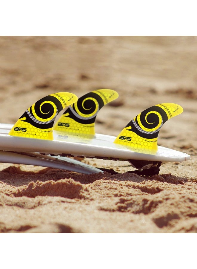 BPS 'Stealth' Performance Core And Netted Thruster Fin Set 3Pc Fiberglass Surf Board Fins With Fcs G7 M5 Style Surfing Fins (Koru Yellow) - Image 5