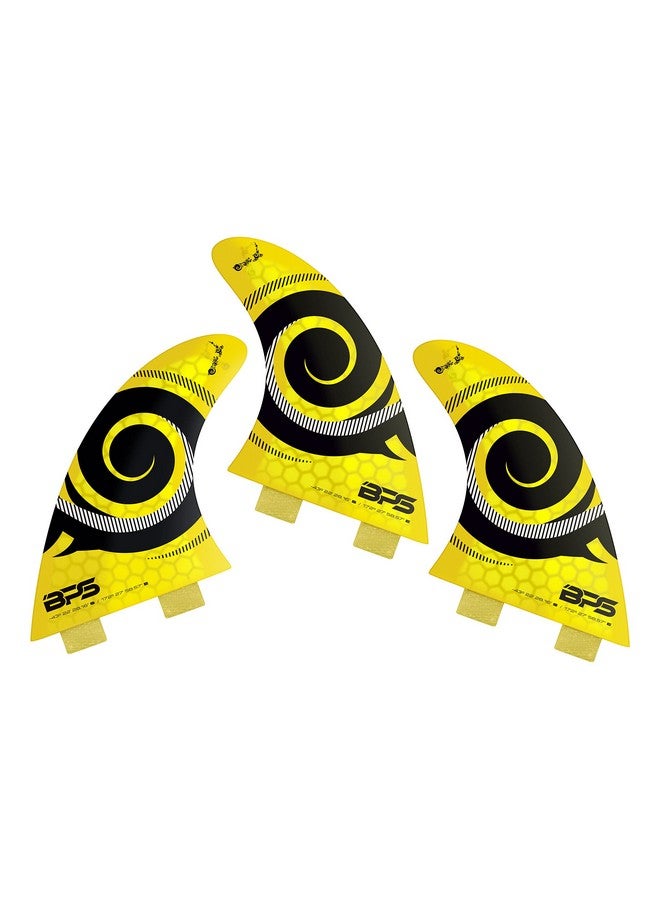 BPS 'Stealth' Performance Core And Netted Thruster Fin Set 3Pc Fiberglass Surf Board Fins With Fcs G7 M5 Style Surfing Fins (Koru Yellow) - Image 2