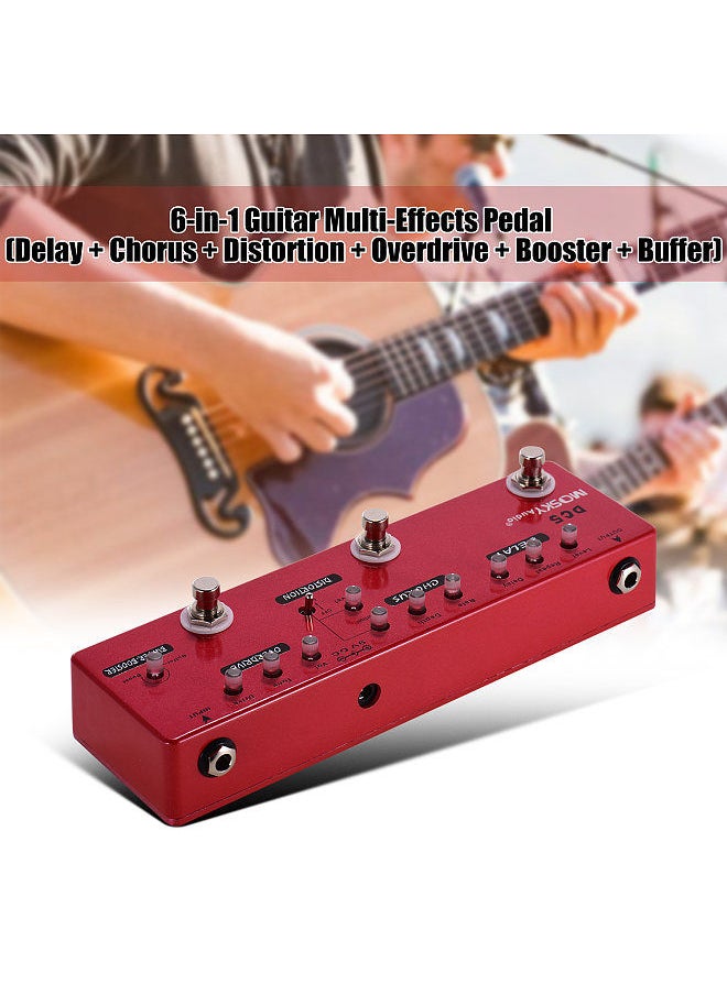 MOSKYAudio - DC5 6-in-1 Guitar Multi-Effects Pedal Delay + Chorus + Distortion + Overdrive + Booster + Buffer Full Metal Shell with True Bypass - Image 1
